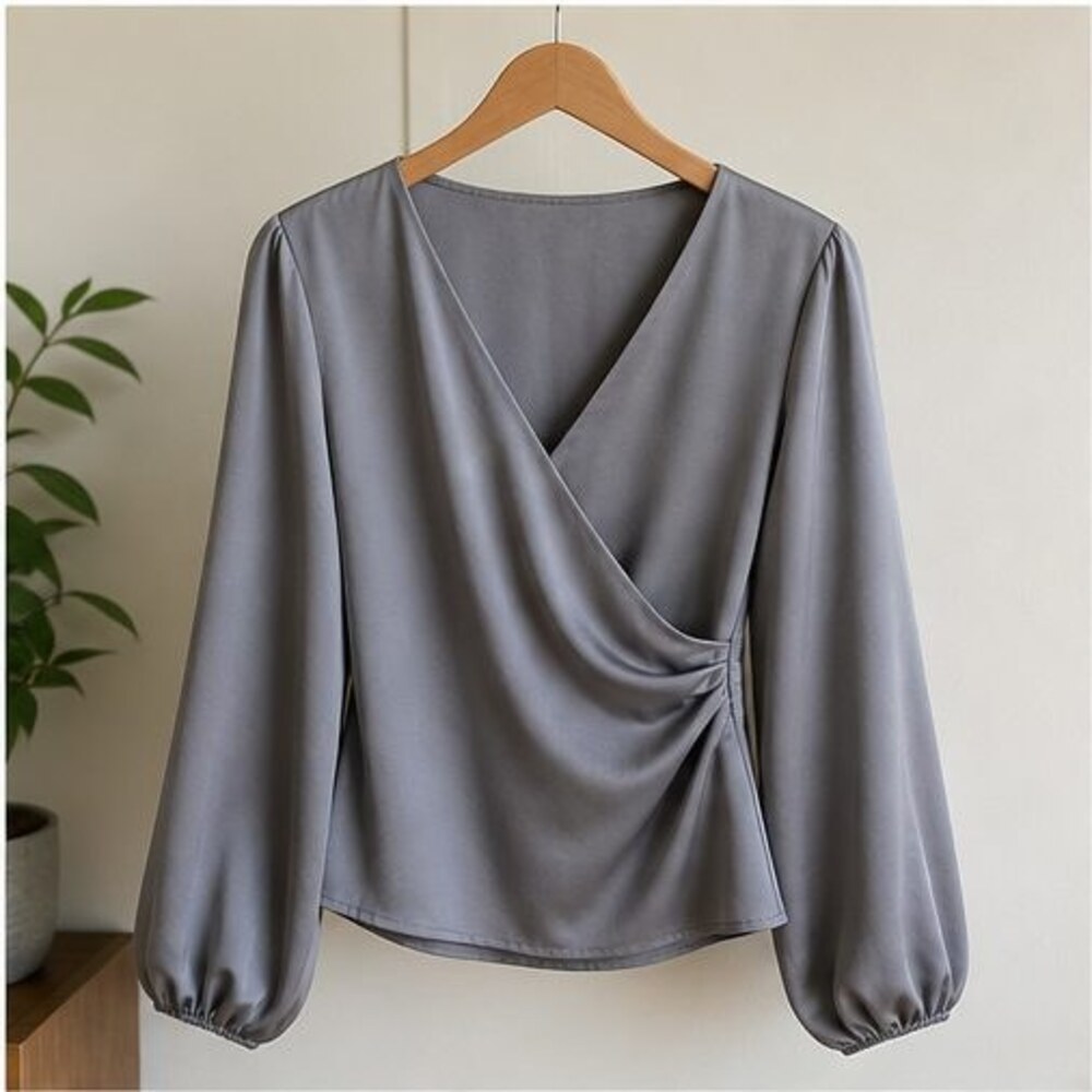 Gray Pleated Blouse